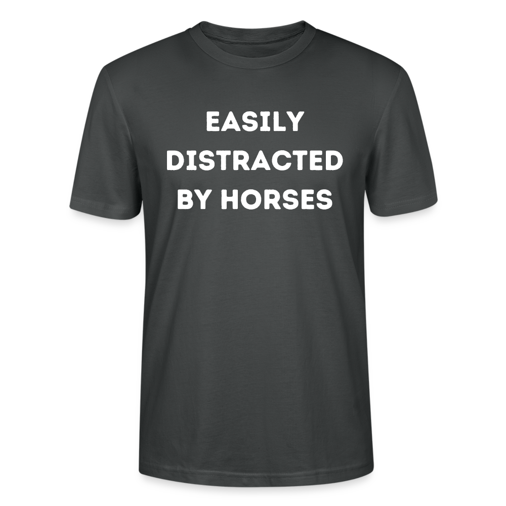Easily Distracted by horses. - Unisex Bio T-Shirt - Anthrazit