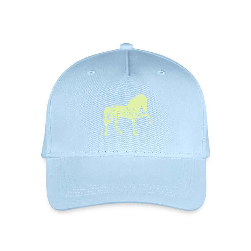 Grünes Blumen Pferd - Kinder Bio Basecap - Hellblau