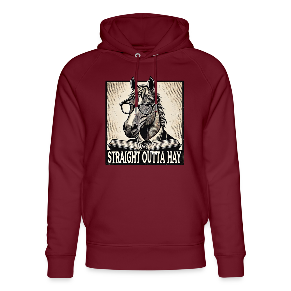 STRAIGHT OUTTA HAY - Unisex Bio-Hoodie - Burgunderrot