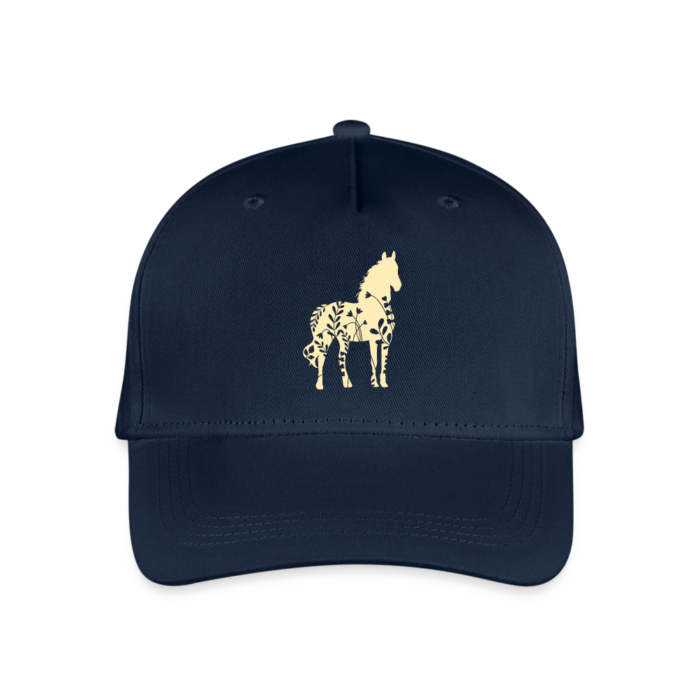 Gelbes Blumen Pferd - Kinder Bio Basecap - Navy