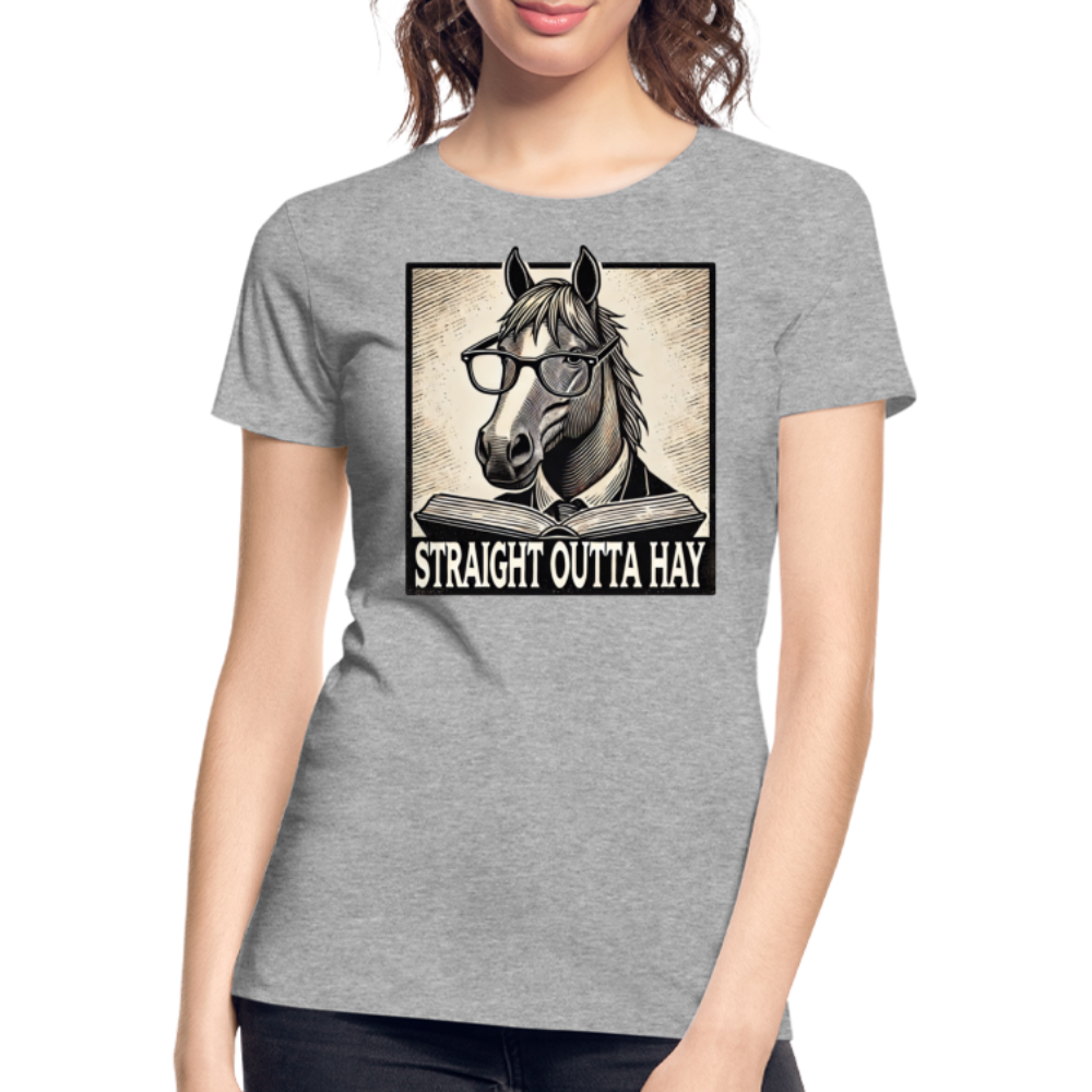 Straight Outta Hay - Frauen Bio T-Shirt - Grau meliert