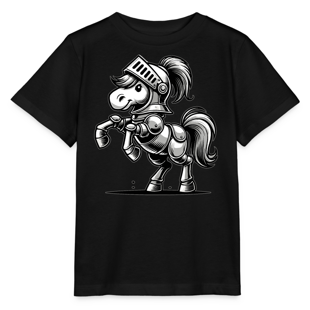 Ritterpferd - Kinder Bio T-Shirt - Schwarz