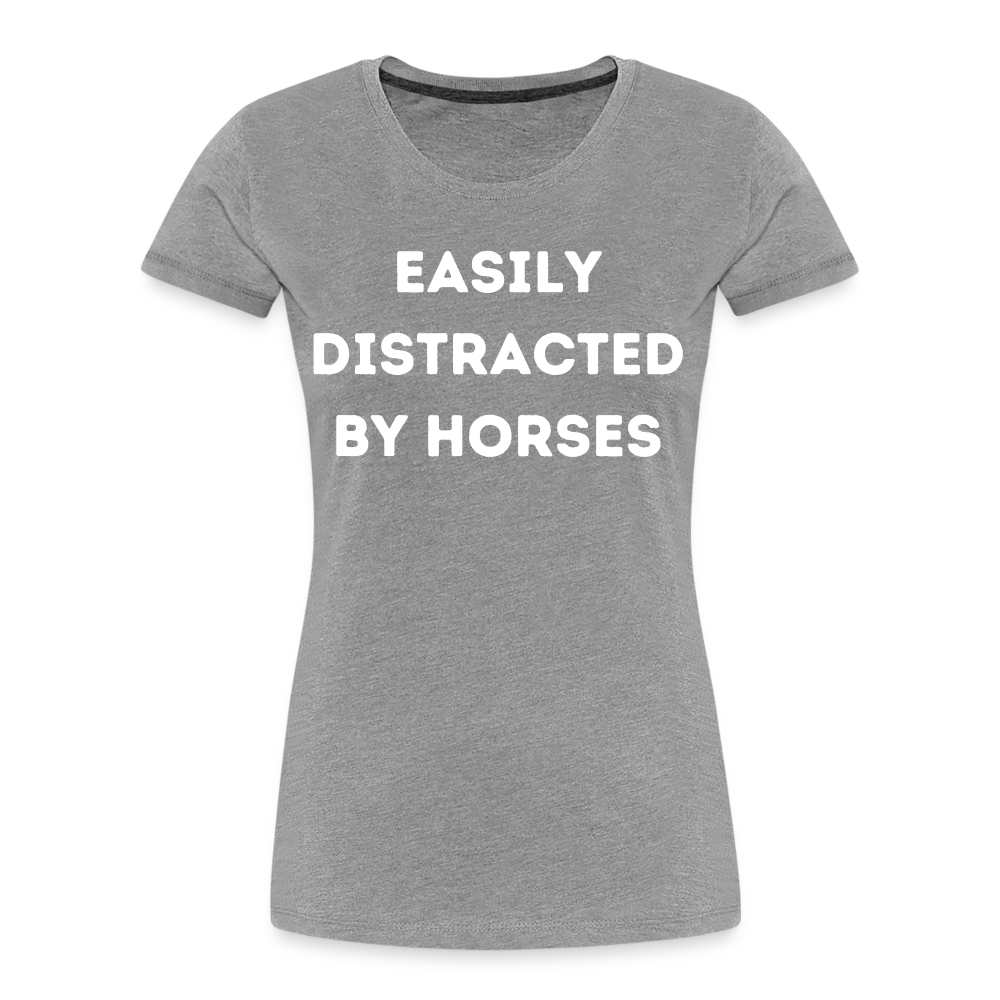 Easily Distracted by Horses - Frauen Bio T-Shirt - Grau meliert