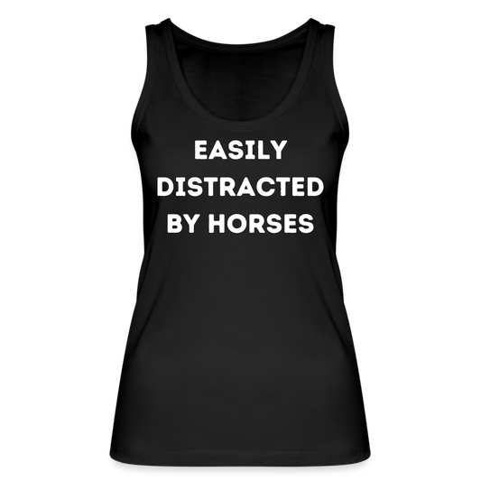 Easily Distracted by Horses - Frauen Bio Tank Top - Schwarz