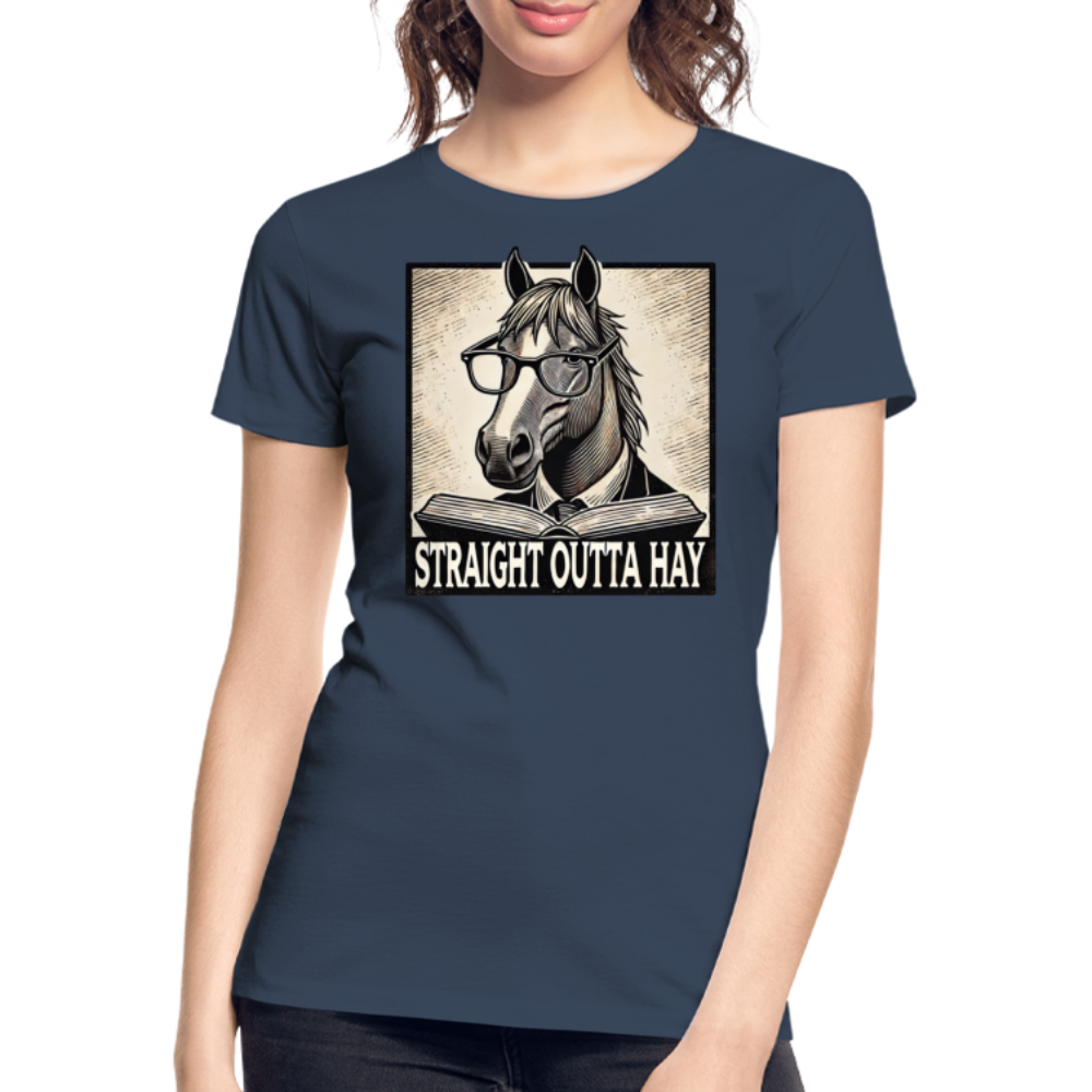Straight Outta Hay - Frauen Bio T-Shirt - Navy