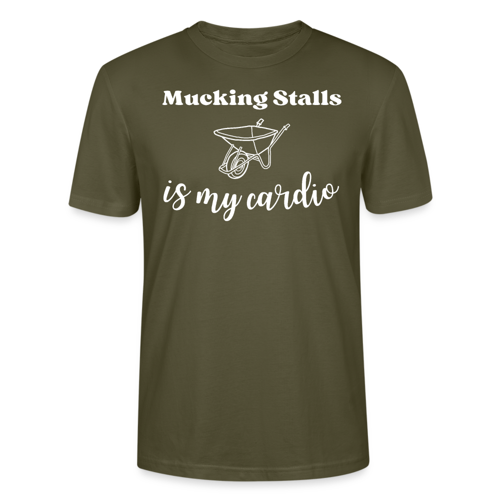 Mucking Stalls is my Cardio - Unisex Bio T-Shirt - Khaki