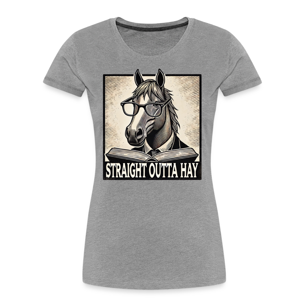 Straight Outta Hay - Frauen Bio T-Shirt - Grau meliert