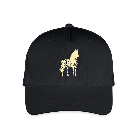 Gelbes Blumen Pferd - Kinder Bio Basecap - Schwarz
