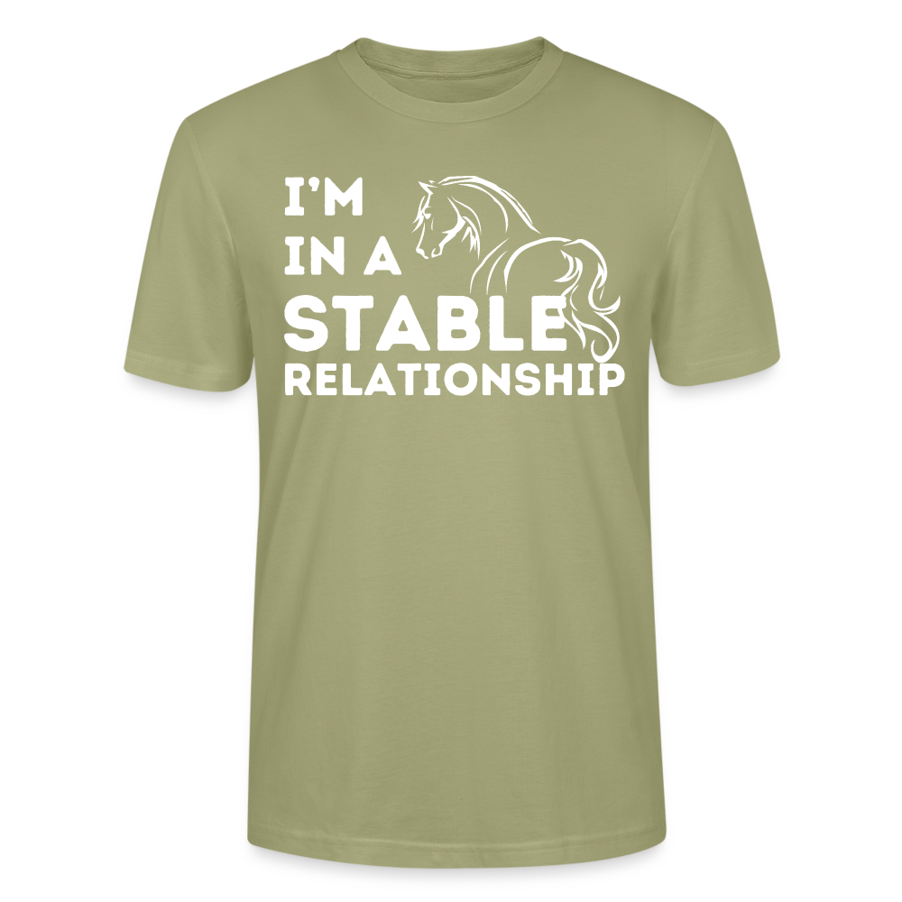I'm in a STABLE Relationship - Unisex Bio T-Shirt - Nebelgrün