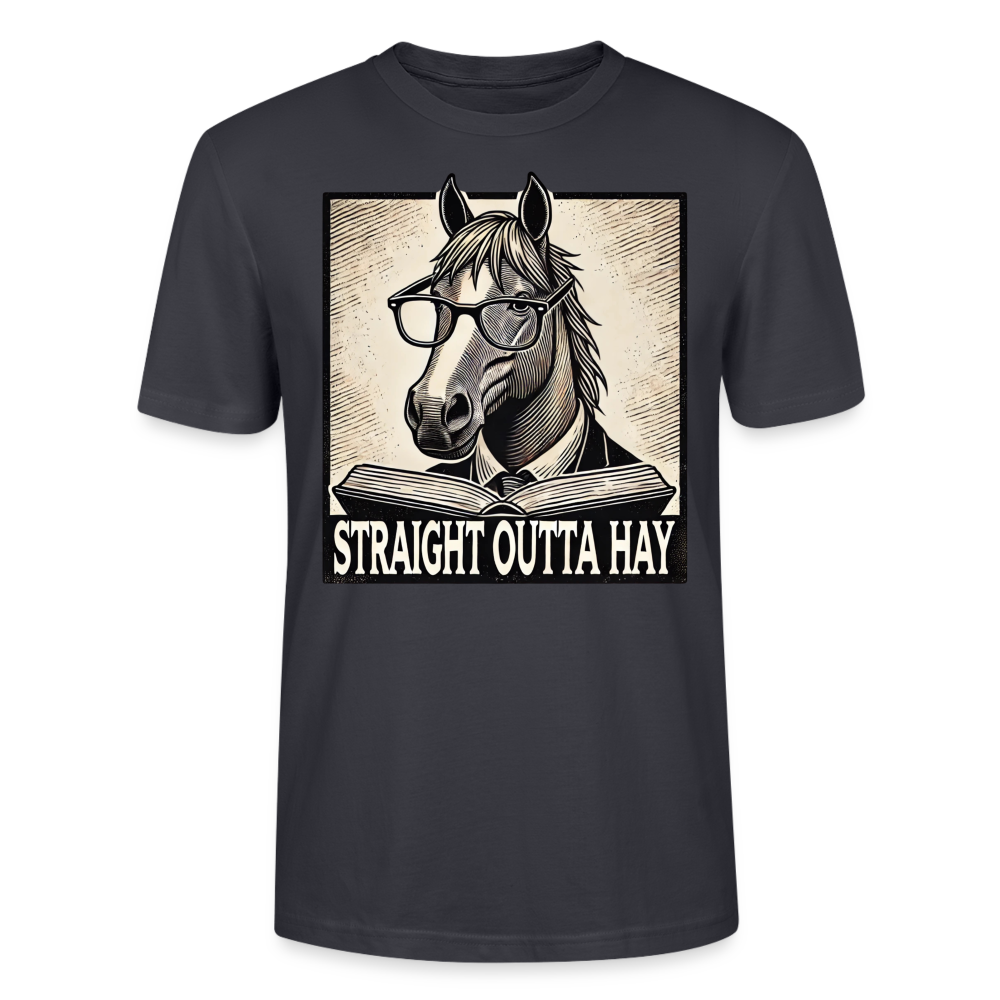 STRAIGHT OUTTA HAY - Bio Unisex T-Shirt - Dunkles Graublau