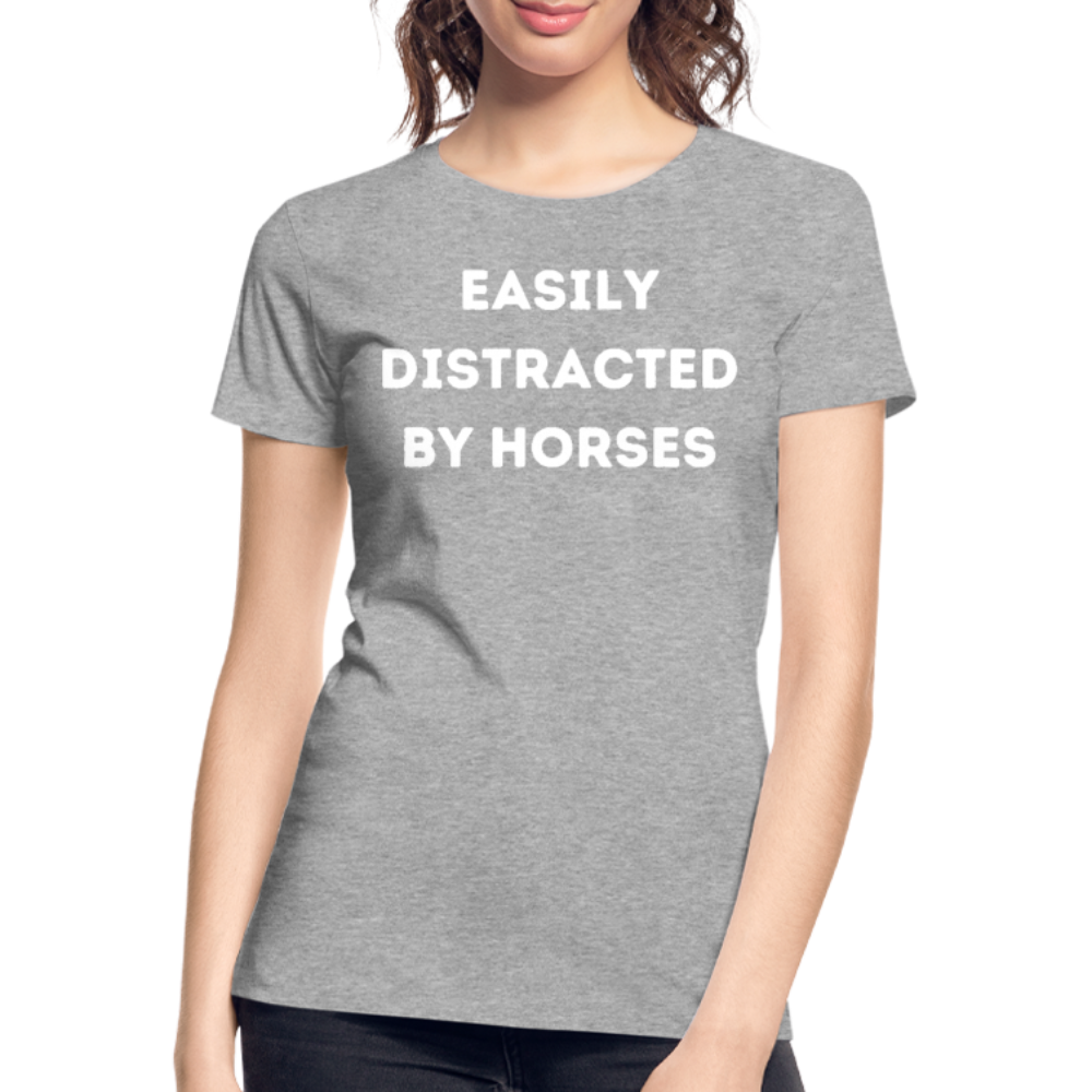 Easily Distracted by Horses - Frauen Bio T-Shirt - Grau meliert