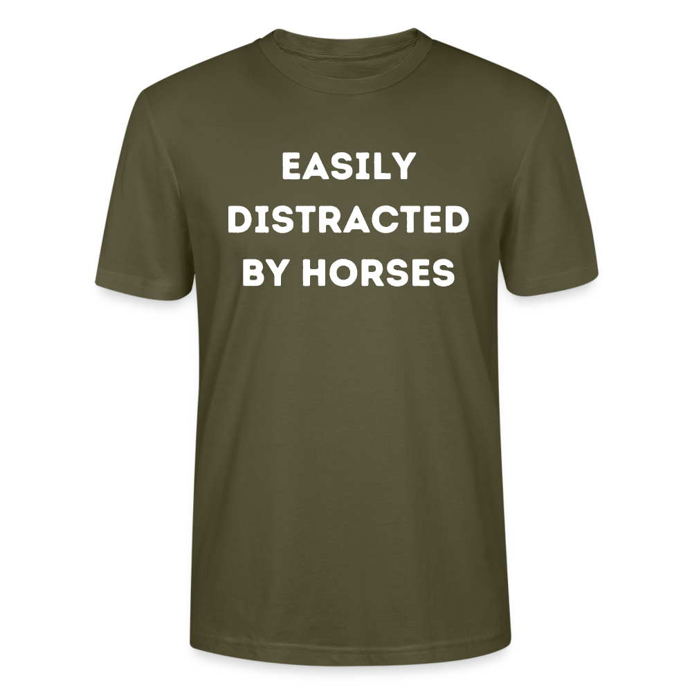Easily Distracted by horses. - Unisex Bio T-Shirt - Khaki