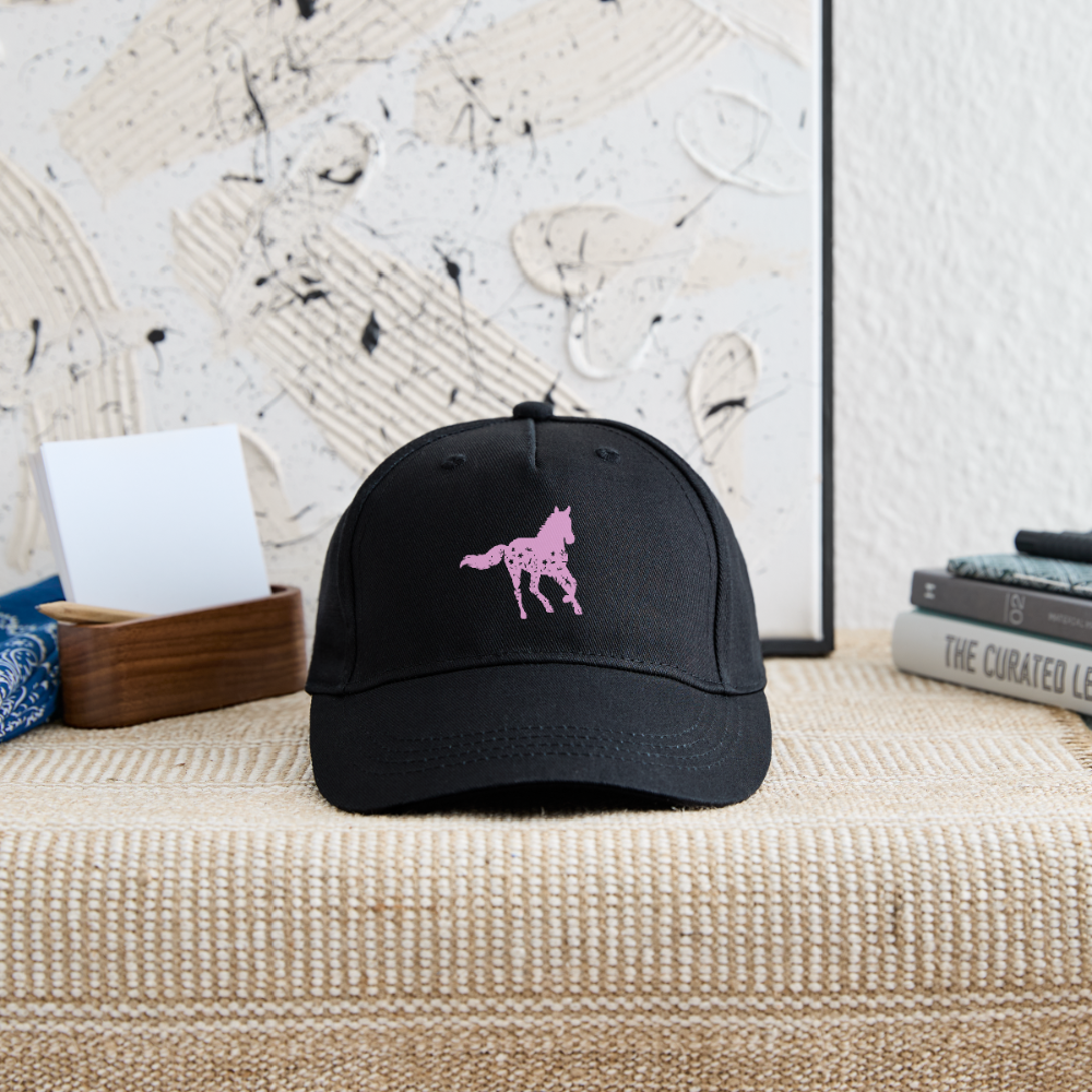 Rosa Blumen Pferd - Kinder Bio Basecap - Schwarz