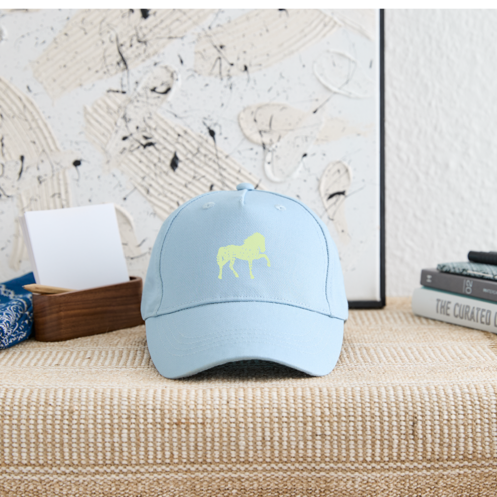 Grünes Blumen Pferd - Kinder Bio Basecap - Hellblau