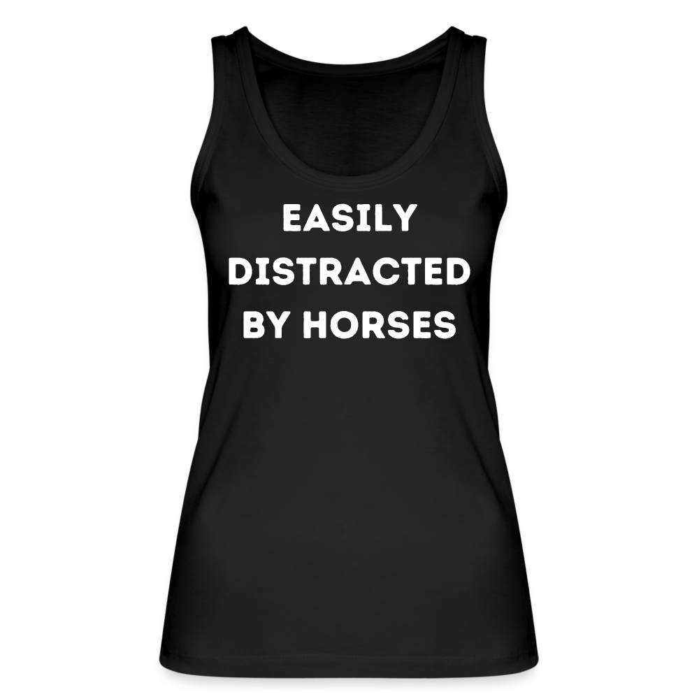Easily Distracted by Horses - Frauen Bio Tank Top - Schwarz