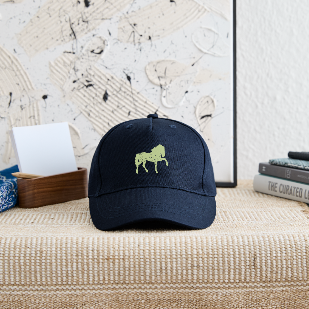 Grünes Blumen Pferd - Kinder Bio Basecap - Navy
