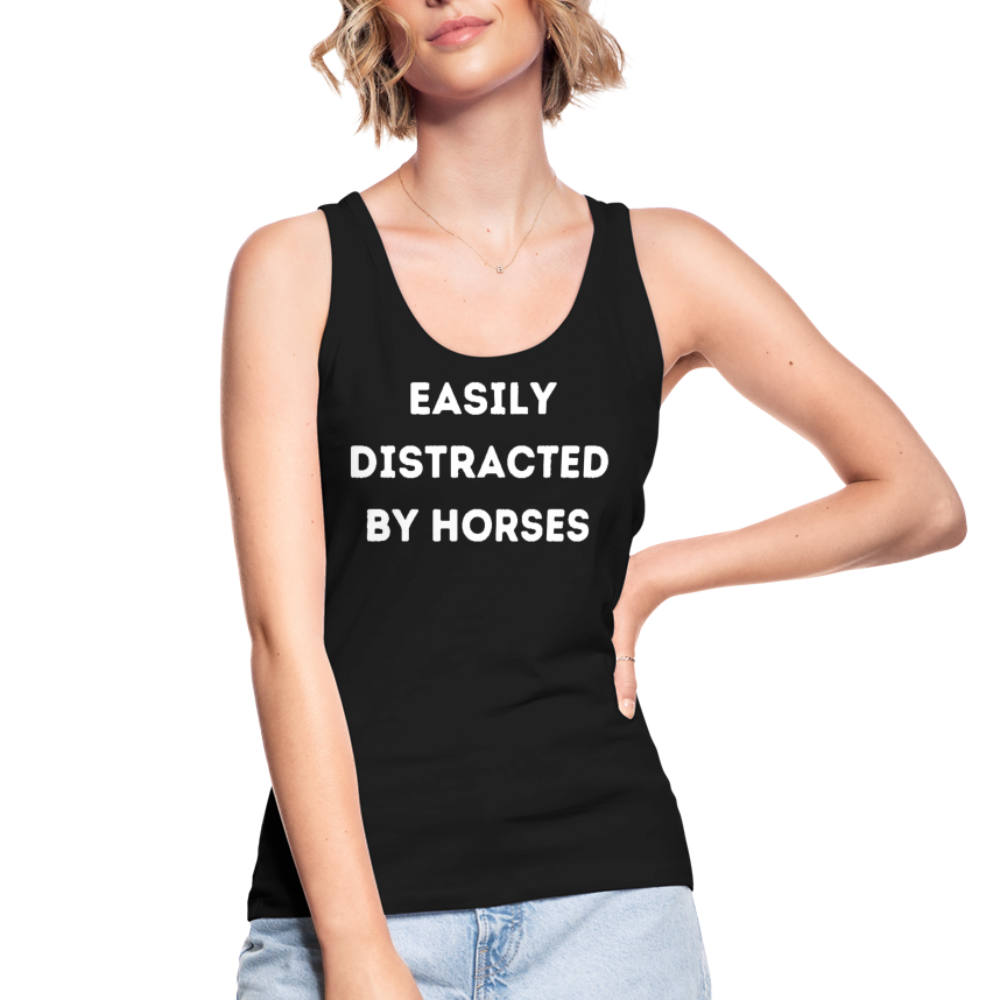 Easily Distracted by Horses - Frauen Bio Tank Top - Schwarz