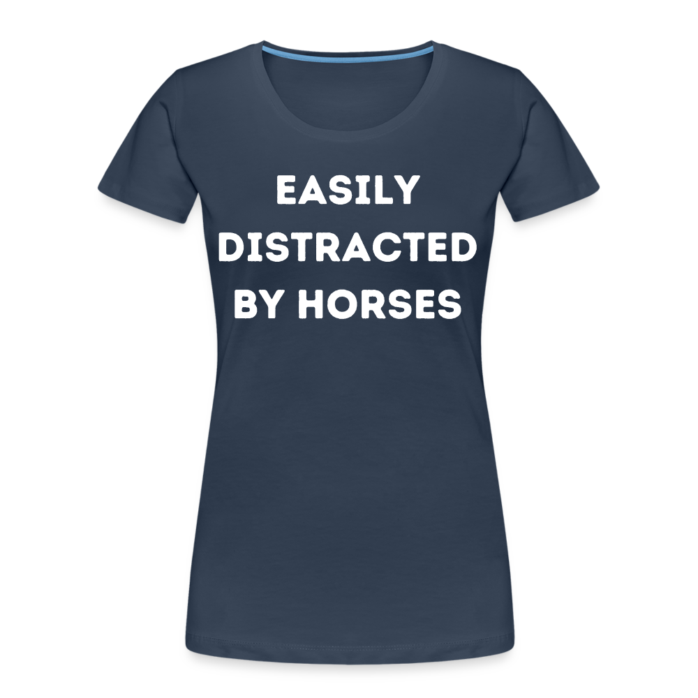 Easily Distracted by Horses - Frauen Bio T-Shirt - Navy