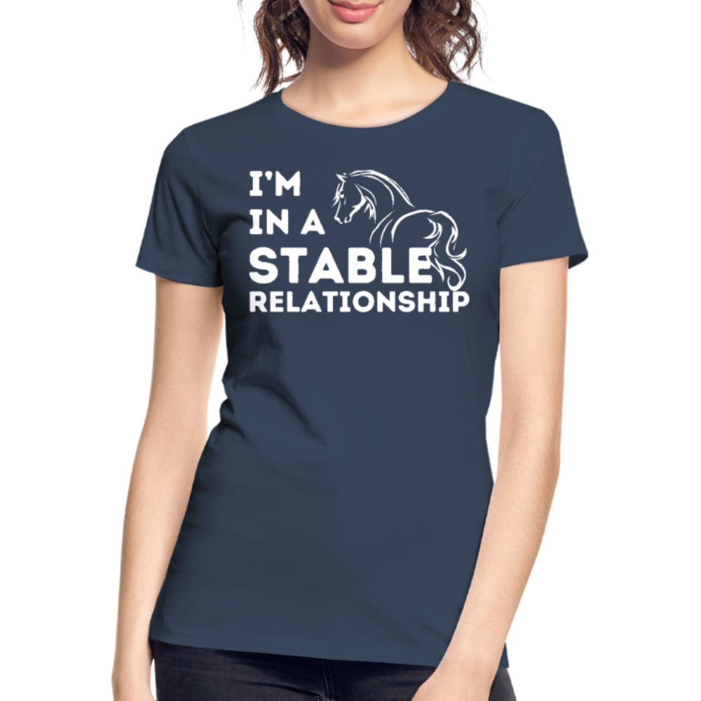 I'm in a STABLE Relationship - Frauen Bio T-Shirt - Navy