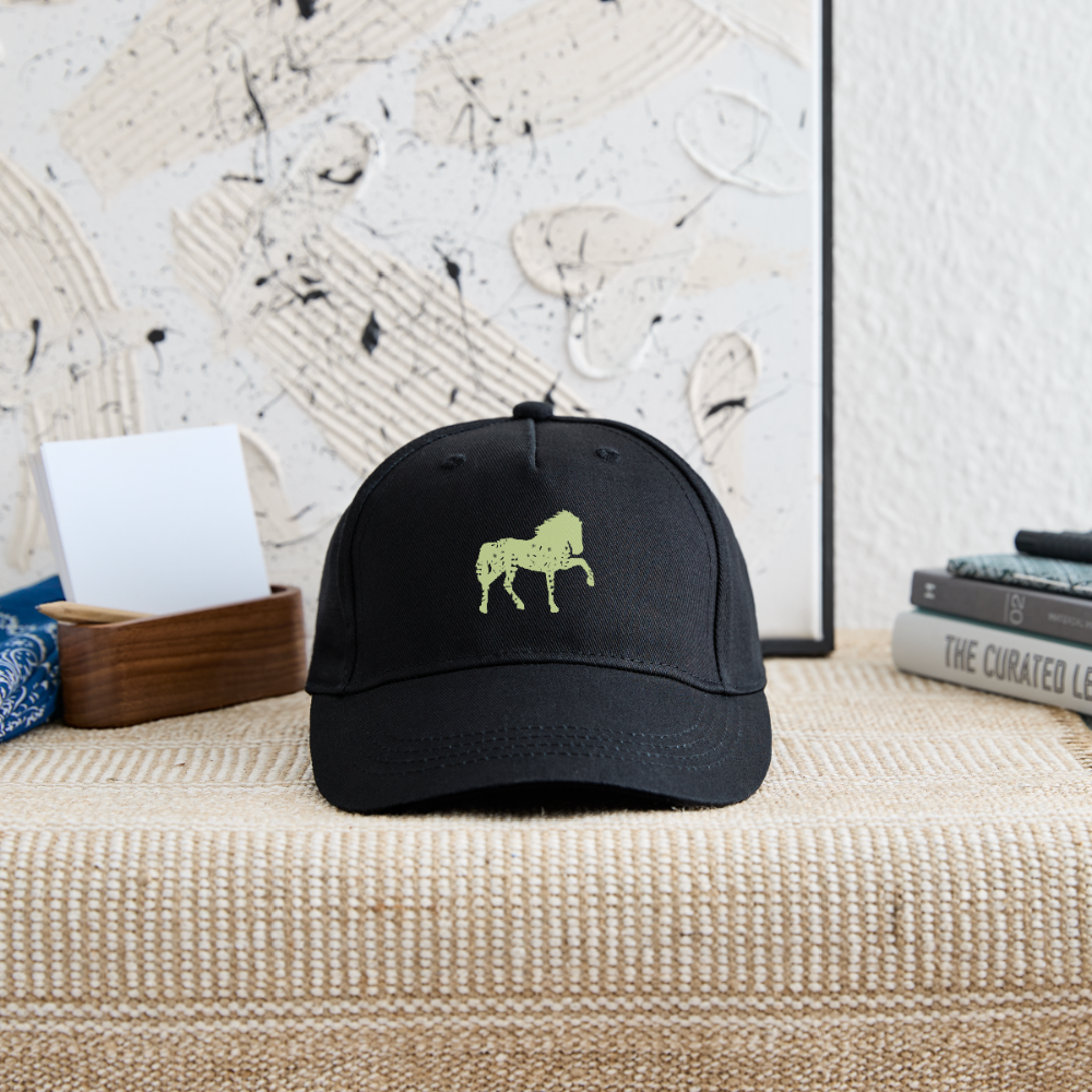 Grünes Blumen Pferd - Kinder Bio Basecap - Schwarz
