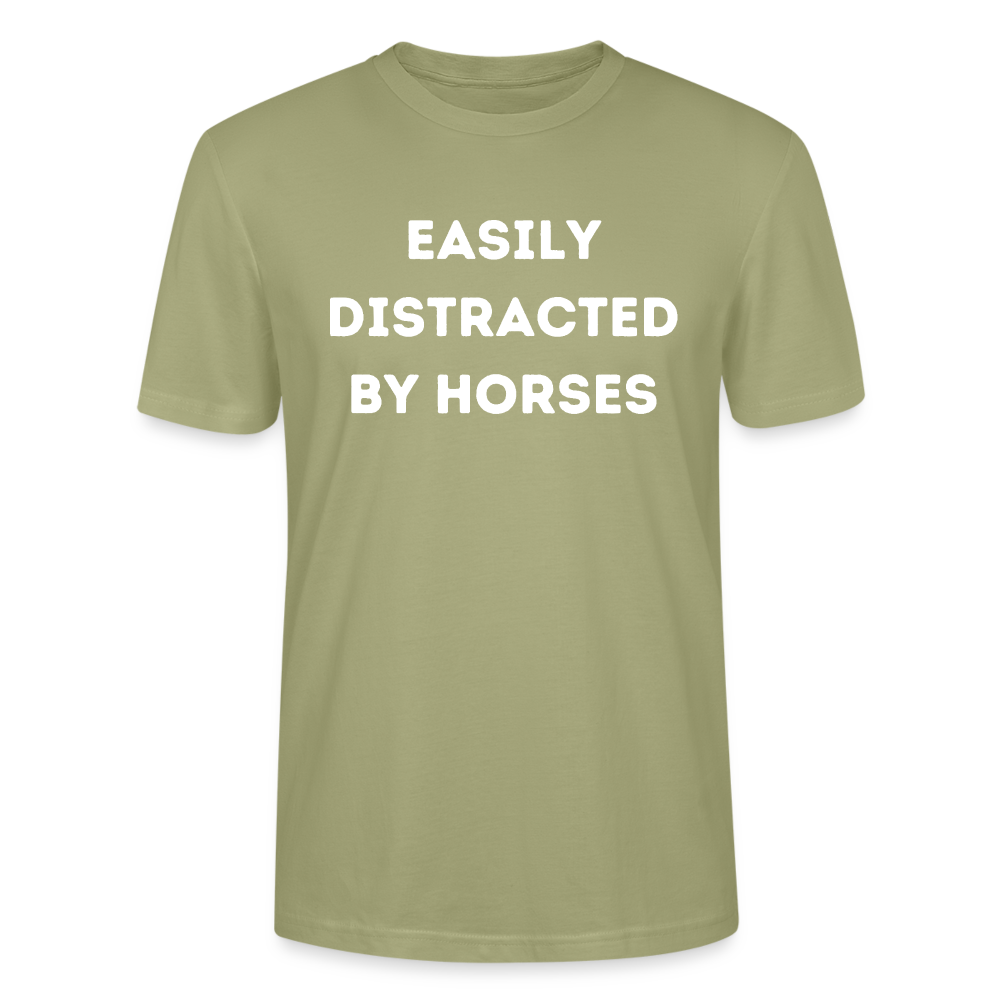 Easily Distracted by horses. - Unisex Bio T-Shirt - Nebelgrün